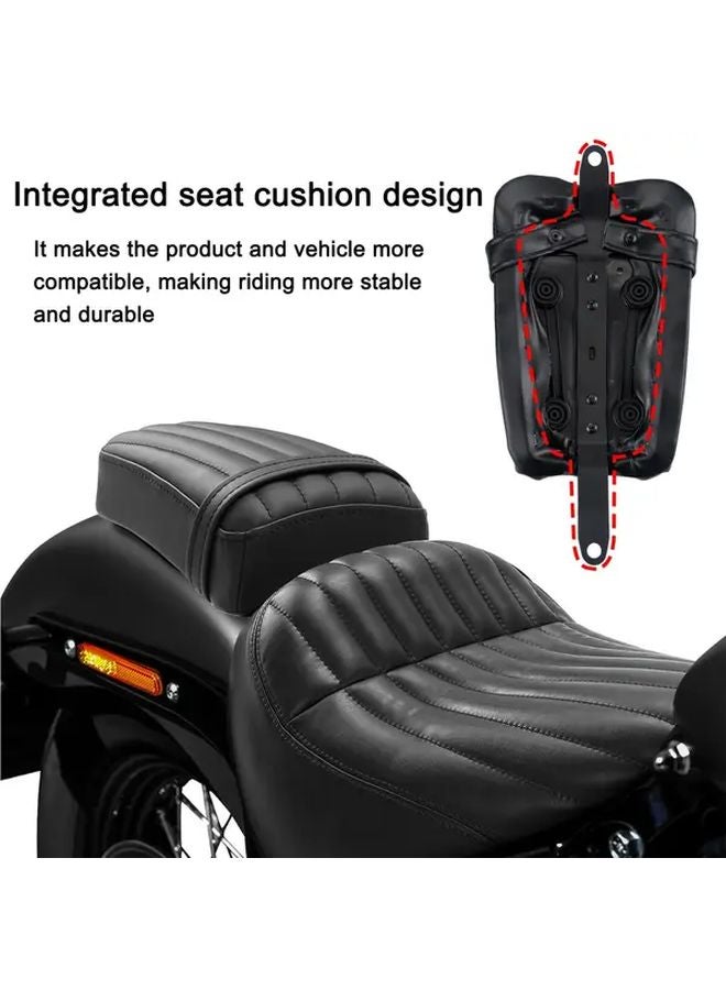 Premium Black PU Leather Motorcycle Rear Passenger Seat Cushion For Harley Davidson FXBB FXST FXBBS Models - Image 3